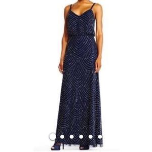 Adrianna Papell Size 2 Beaded Blouson Navy